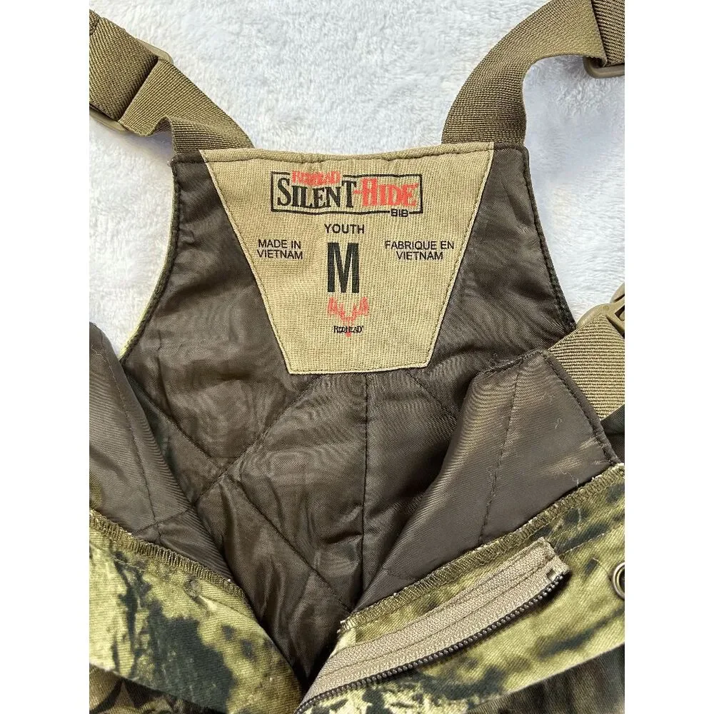 Youth Boys RedHead Silent-Hide Insulated Camo Bibs Size Medium, Hunting, Winter